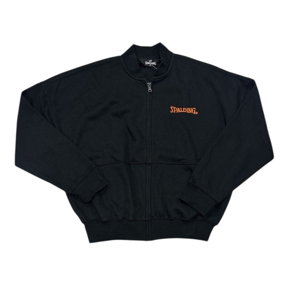 Spalding Women's Zip Up Fleece Activewear Bomber Jacket with Pockets XXL black